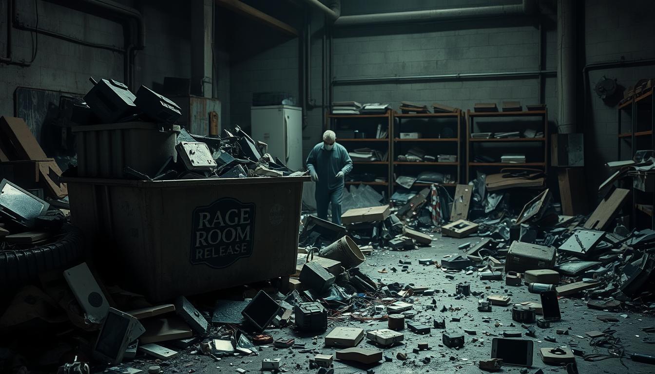 Managing waste and recycling in a rage room